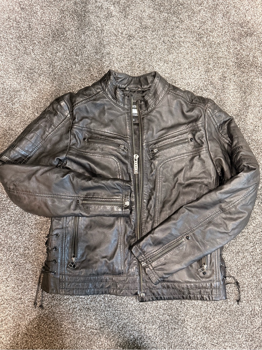 Affliction Limited Edition Genuine Leather Cross Moto Jacket #186